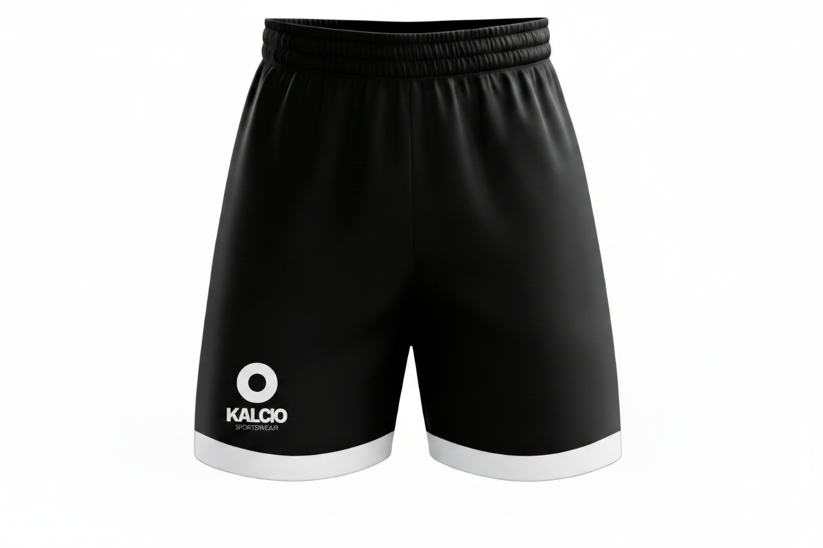 Kalcio Football Shorts in Black with White Trim